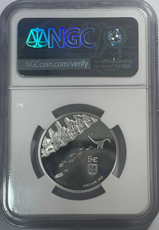 Portugal 5€ Dinheirosaurus Lourinhanensis PF 67 ULTRA CAMEO
