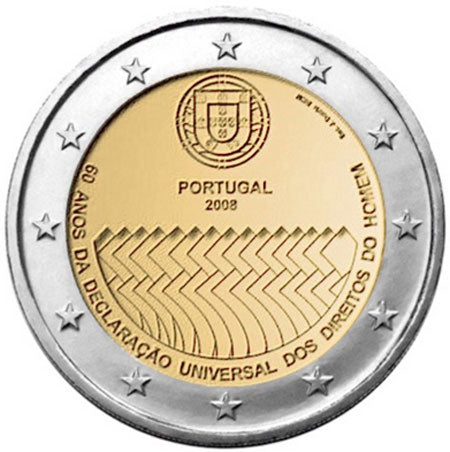 Portugal 2€ 60. Jahrestag der Erklärung der Menschenrechte Proof 2008