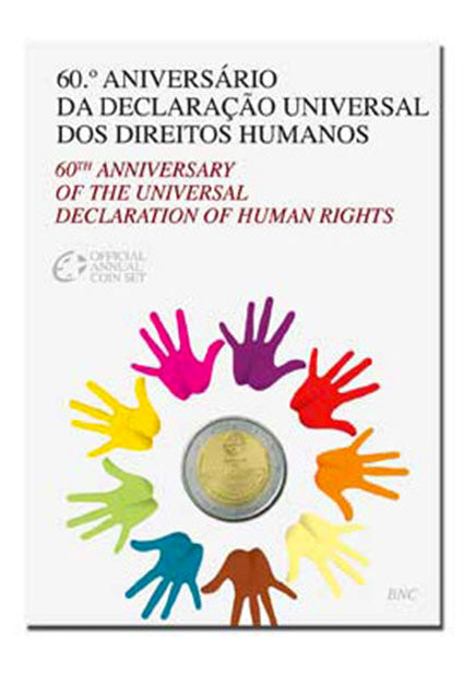 Portugal 2€ 60. Jahrestag der Erklärung der Menschenrechte 2008 BNC - BEMERKUNGEN